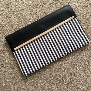 Black and white gingham clutch